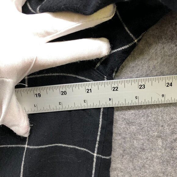 Marine Layer Flannel Popover Shirt Womens L Black Grid Plaid Organic Cotton - Picture 7 of 8